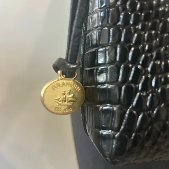 Brahmin Black Crocodile-Embossed Shoulder Bag - Picture 3 of 4